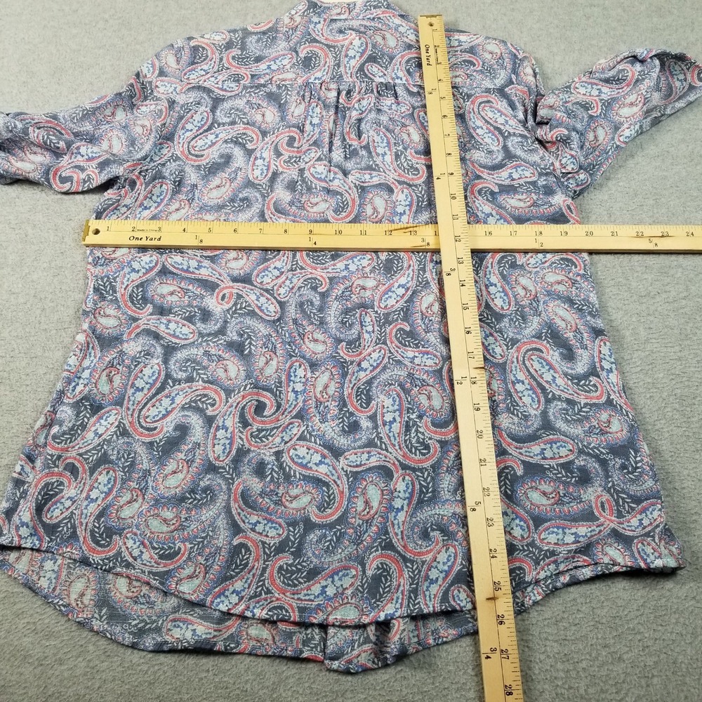 Ruby Rd Button Up Shirt Women's Small S Blue Red Paisley See Through 3/4 Sleeve - Picture 8 of 9